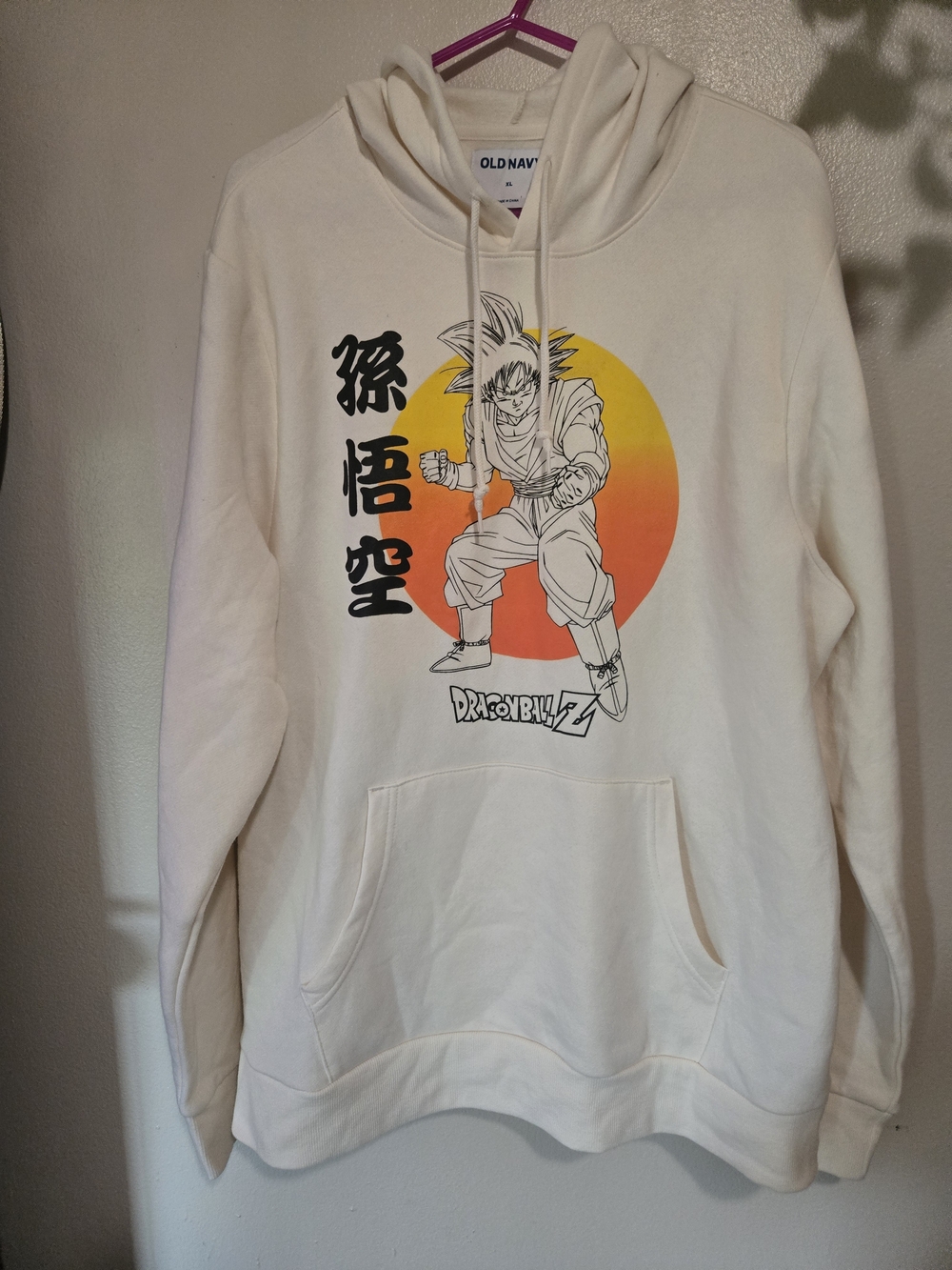 Old Navy Dragon Ball Z Goku XL Cream Color Graphic Hoodie